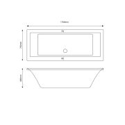 Double Ended Super Strong Reinforced Acrylic Bath - 1700 x 750mm