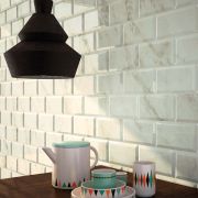 Metro Calcata Beige Marble Ceramic Brick Tile - 100x200mm