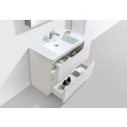 900mm Floorstanding Vanity Unit in Gloss White & Resin Basin