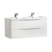 1200mm Wall Hung Vanity Unit in Gloss White & Resin Basin