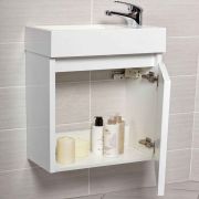 Compact Wall Hung Cloakroom Vanity Unit Gloss White