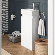 Freestanding Cloakroom Vanity Unit in Gloss White
