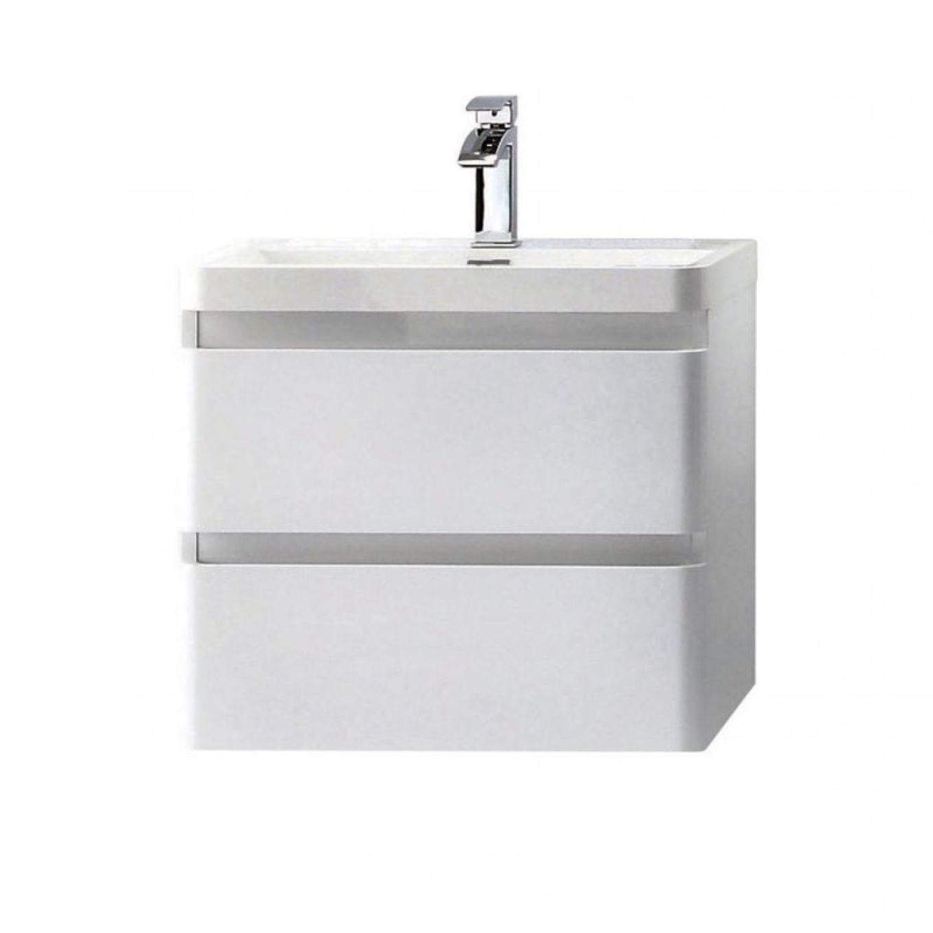 600 Wall Mounted Vanity Unit & Composite Resin Basin in Gloss White
