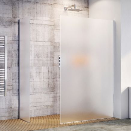 Walk-in Chrome Profile Fixed Shower Screen - Frosted Glass 1180mm