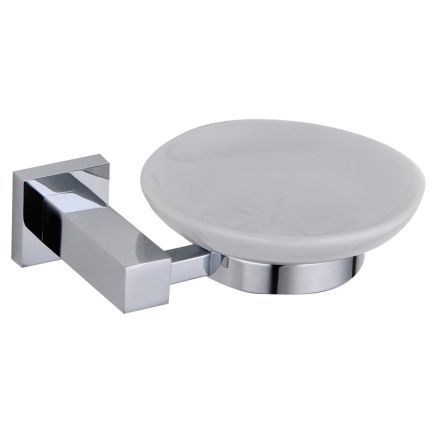 Ceramic Soap Dish and Chrome Holder