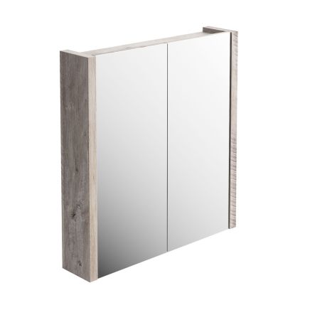 750mm Double Mirrored Cabinet - Light Sawn Oak