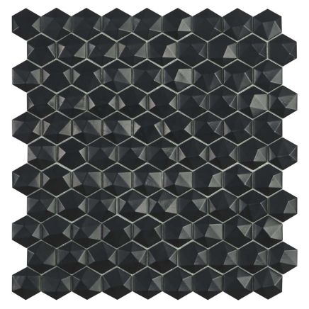 Naple Hexagon Matt Black Mosaic - 307x317mm