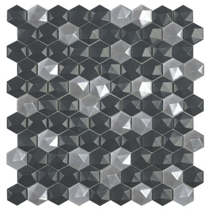 Subra Hexagon Matt Black Mix Mosaic - 300x300mm
