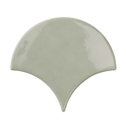 Pescara Ceramic Green Fan Tile - 150x134mm
