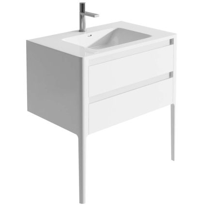800mm Vanity Unit with Integrated Basin in Gloss White