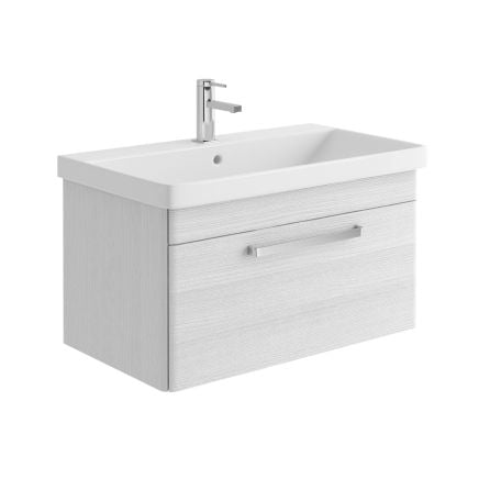800mm Wall Mounted Vanity Unit & Basin in White with Chrome Handle