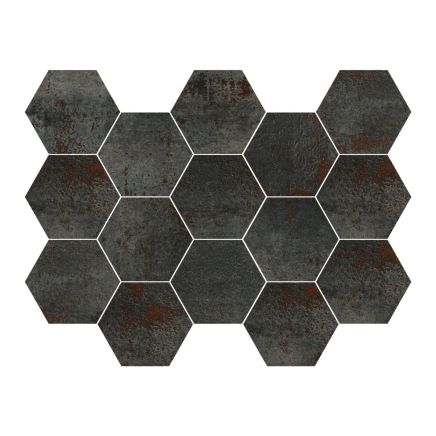 Metallon Hexagon Titanium Mosaic - 225 x 325mm