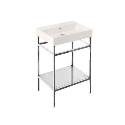 Britton Shoreditch Frame 700mm Basin & Polished Steel Furniture Stand - 0TH