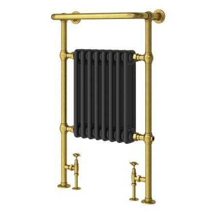 Black & Gold Heated Towel Rail - 940x600mm