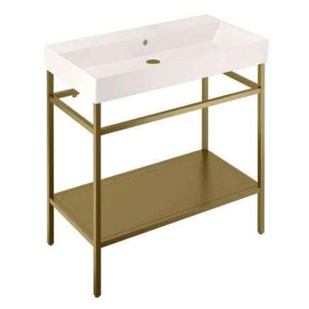 Britton Shoreditch Frame 850mm Furniture Stand and Basin - Brushed Brass - 0TH