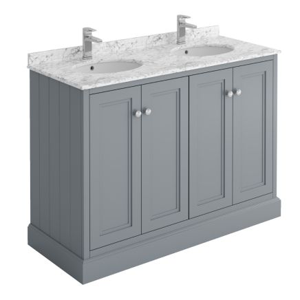 Square Double Vanity Unit in Light Grey – 1200mm