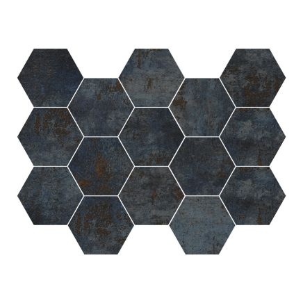 Metallon Hexagon Royal Blue Mosaic - 225 x 325mm