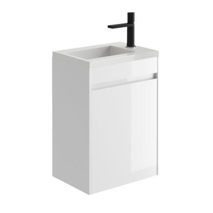 440mm Wall Hung Cloakroom Vanity Unit with Resin Basin in Gloss White