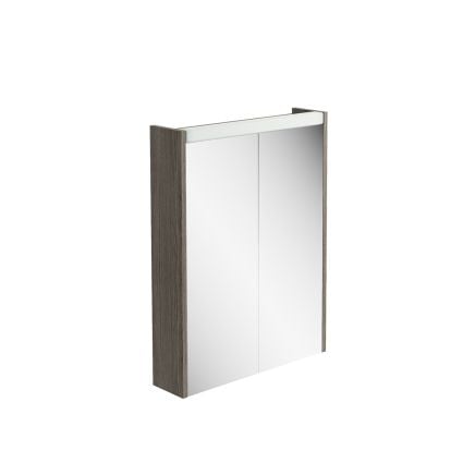 LED Mirrored Wall Cabinet Double Door Grey Linear