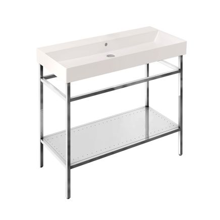 Britton Shoreditch Frame 1000mm Basin & Polished Steel Furniture Stand - 0TH