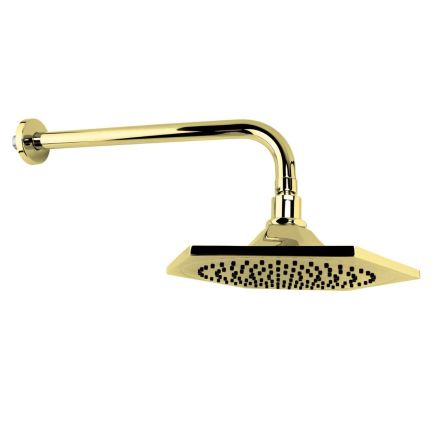 200mm Fixed Showerhead and Wall Mounted Arm - English Gold