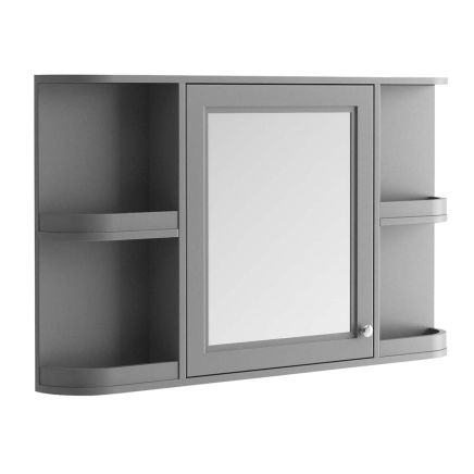 Mirrored Wall Cabinet in Matt Light Grey - 1170mm