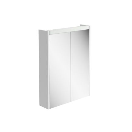 Bolero LED Mirrored Wall Cabinet Double Door Matt White