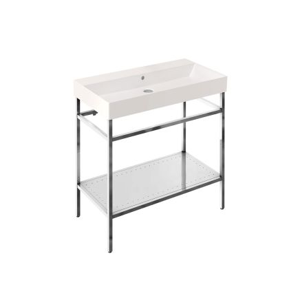 Britton Shoreditch Frame 850mm Basin & Polished Steel Furniture Stand - 0TH