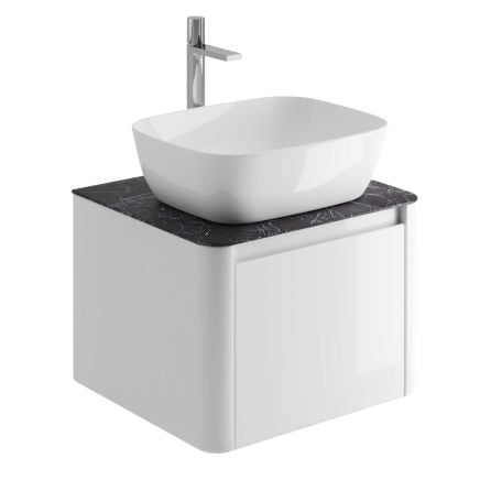 550mm Wall Hung Vanity Unit in Gloss White with Italian Slate Worktop