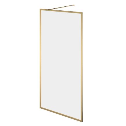 Brushed Gold Frame Shower Screen - Clear Glass 880mm