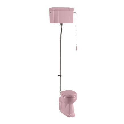 High Level Toilet with Soft Close Seat - Confetti Pink