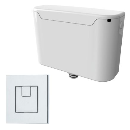 Bottom Entry Compact Concealed Cistern Dual Flush with Square Push Buttons