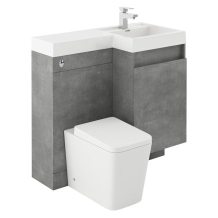900mm Right Hand Vanity Combination Unit in Concrete