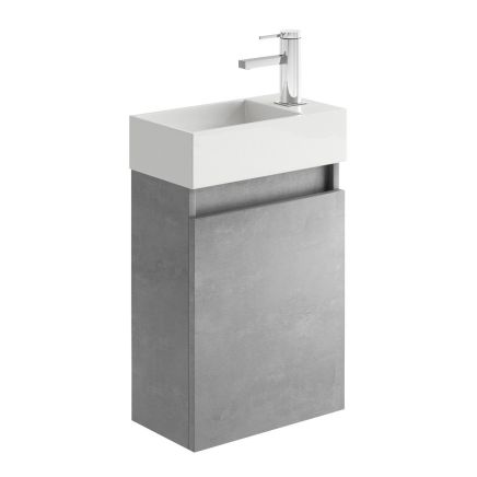390mm Wall Hung Cloakroom Vanity Unit in Concrete