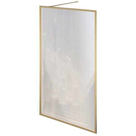 Brushed Gold Frame Shower Screen - Fluted Glass 1080mm