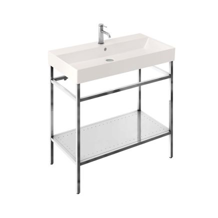 Britton Shoreditch Frame 850mm Basin & Polished Steel Furniture Stand - 1TH