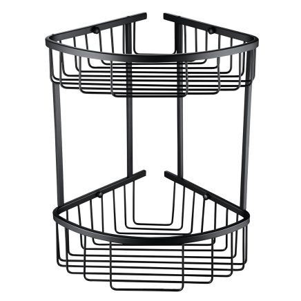 Black Double Corner Shower Basket