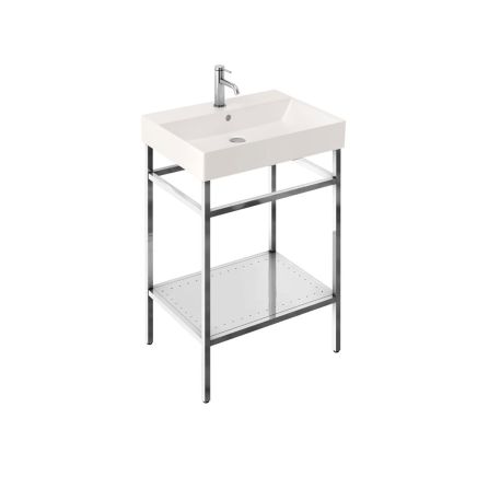 Britton Shoreditch Frame 600mm Basin & Polished Steel Furniture Stand - 1TH