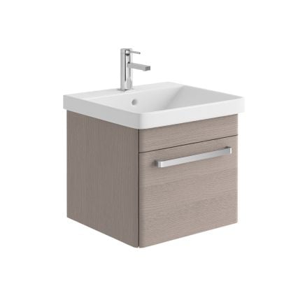 500mm Wall Mounted Vanity Unit & Basin in Stone Grey with Chrome Handles