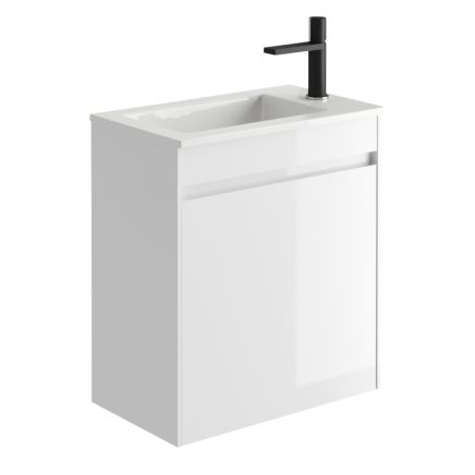 540mm Wall Hung Cloakroom Vanity Unit with Resin Basin in Gloss White