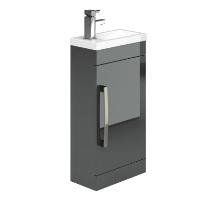 Freestanding Cloakroom Vanity Unit in Anthracite Gloss