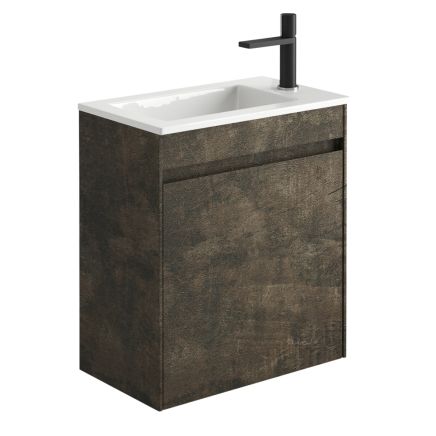 540mm Wall Hung Cloakroom Vanity Unit with Resin Basin in Metallic