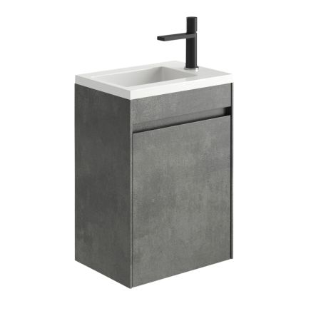 440mm Wall Hung Cloakroom Vanity Unit with Resin Basin in Concrete
