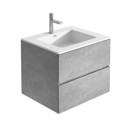 Wall Mounted Vanity Unit Concrete & White Resin Basin 600mm