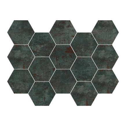 Metallon Hexagon Seagreen Mosaic - 225 x 325mm