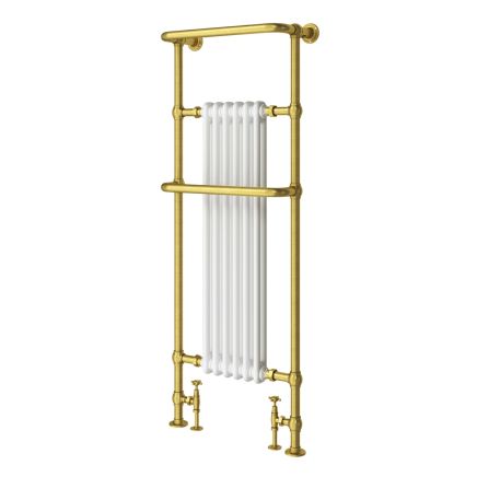 White & Gold Heated Towel Rail - 1500x583mm