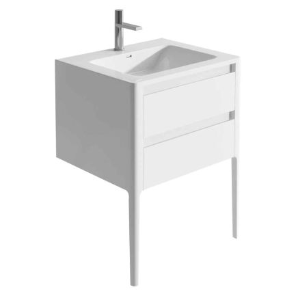 600mm Vanity Unit with Integrated Basin in Gloss White