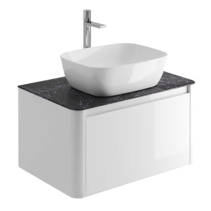 750mm Wall Hung Vanity Unit in Gloss White with Italian Slate Worktop