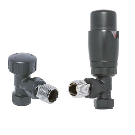 Thermostatic Anthracite Angled Pair of Radiator Valves