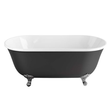 Black Freestanding Acrylic Bath with Chrome Feet – 1800x865mm